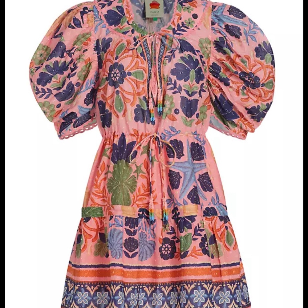 Farm Rio, seashell tapestry mini dress pink extra small